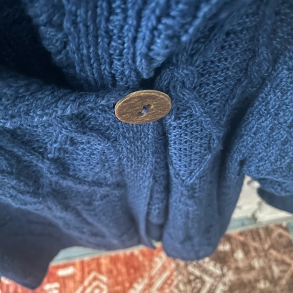 Authentic Irish Women's Navy Blue Sweater w/Open Front and Long Sleeves Lined - Picture 9 of 10